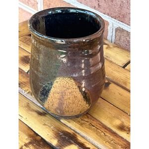 Studio Art Pottery Pot Planter Cup  Signed by Artist  KM